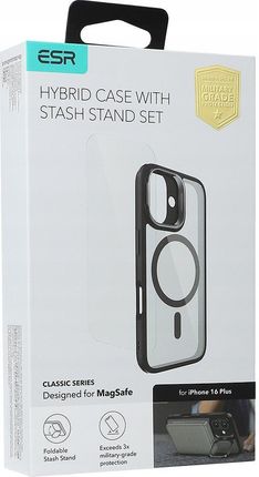 Esr Etui Classic Hybrid Kickstand Halolock Magsafe Tempered Glass Do Apple Iphone 16 Plus Przezroczysto Czarny - zdjęcie 2