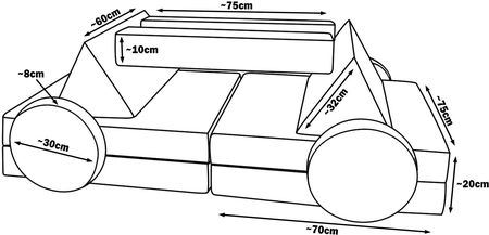 Sofa modułowa wielofunkcyjna dla dziecka samochodzik klocki piankowe ecru / beż - zdjęcie 3