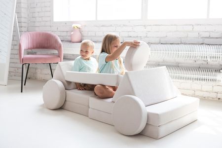 Sofa modułowa wielofunkcyjna dla dziecka samochodzik klocki piankowe granatowy - zdjęcie 3