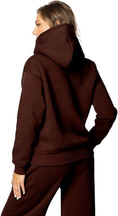 Bluza DK-K-B9 CZEKOLADA BAWEŁNA GRUBA (kolor czekolada, rozmiar L) - zdjęcie 2