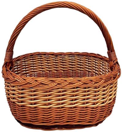 Kosz wiklinowy na zakupy wiklinowy kosz na grzyby przeplatany jasny 41x27x38 cm WIKLINOLANDIA - zdjęcie 3
