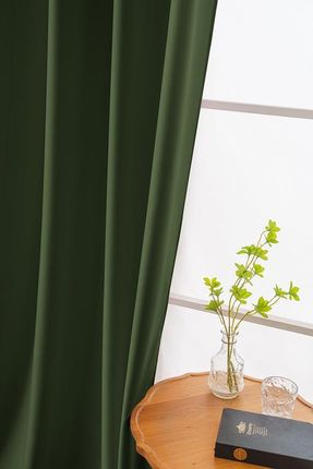 Cotton World Zasłony Półzaciemniające Oxford 140x250 Zsp-P Przelotka Ciemny Zielony - zdjęcie 4