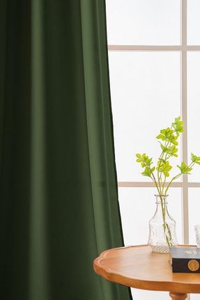 Cotton World Zasłony Półzaciemniające Oxford 140x250 Zsp-P Przelotka Ciemny Zielony - zdjęcie 3