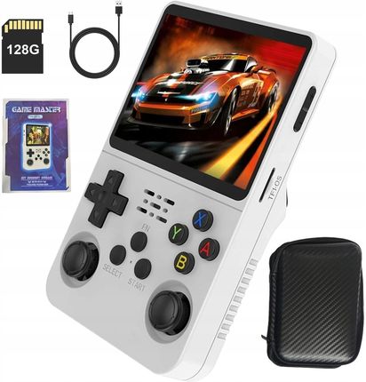 R36S Handheld, 3.5-inch IPS Screen, Linux System, 32G+128G - White - zdjęcie 2
