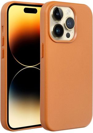 Futerał Leather Mag Cover Kompatybilny Z Magsafe Do Iphone 16 Plus Pomarańczowy - zdjęcie 4