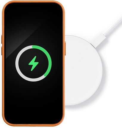 Futerał Leather Mag Cover Kompatybilny Z Magsafe Do Iphone 16 Plus Pomarańczowy - zdjęcie 3