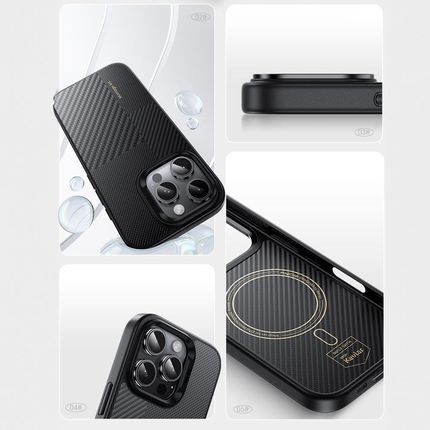 Benks Etui Montage Magnetic Armor Pro Kevlar Metal Frame 600D Do Iphone 16 Plus Czarny - zdjęcie 2