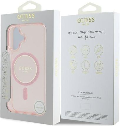 Guess Guhmp16Shfgerep Iphone 16 6 1 Różowy Pink Hardcase Iml Glitter Circle Magsafe - zdjęcie 5