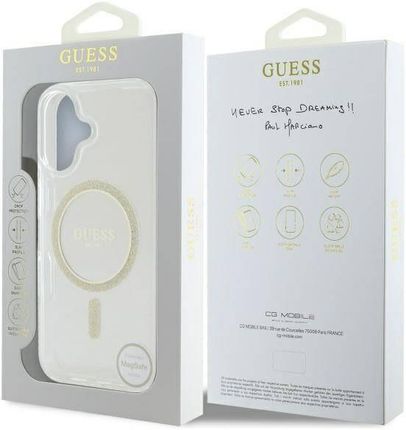Guess Guhmp16Mhfgeret Iphone 16 Plus 6 7 Quot Transparent Hardcase Iml Glitter Circle Magsafe - zdjęcie 2