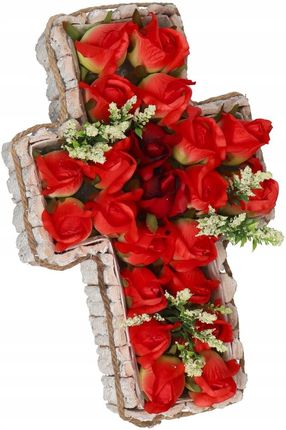 Deko Doniczka Osłonka Drewniana Kora Krzyż Na Grób Ozodba 6.5cm - zdjęcie 2