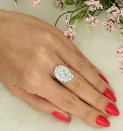 Diament Srebrny pierścionek damski 925 z kryształkami Swarovskiego - zdjęcie 2