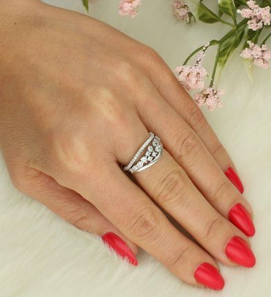 Diament Pierścionek trzy obrączki próba 925, DIA-PRS-7160-925 - zdjęcie 3