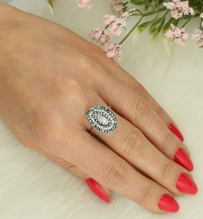 Diament Srebrny pierścionek damski 925 z kryształkami Swarovskiego rozmiar 15 - zdjęcie 2