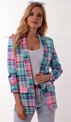 MARYNARKA - dłuższy żakiet - luźna narzutka XL/42 - zdjęcie 2
