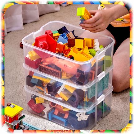 Pojemnik Na Klocki Lego 3-Piętrowy Warstwowy Organizer Z Przegródkami 18L - zdjęcie 3