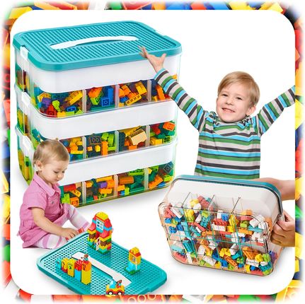 Pojemnik Na Klocki Lego 3-Piętrowy Warstwowy Organizer Z Przegródkami 18L - zdjęcie 2