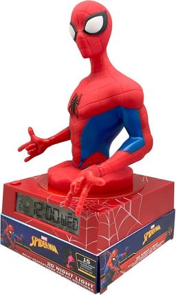 Lampka Nocna 3D Spiderman Budzik Zegar Czas Data Kids Spd3621 - zdjęcie 3
