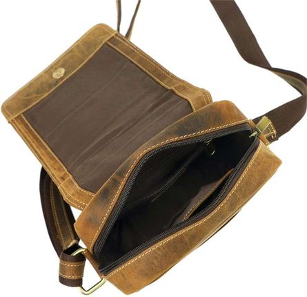 Saszetka Męska Nordee MSD-02 GM03 Łowca Skórzana Brązowa Crossbody Z Regulowanym Paskiem - zdjęcie 2