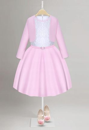 Sukienka BOLERKO WIZYTOWA ELEGANCKA koronka MARYSIA 128 pink RIMKO POLSKA - zdjęcie 5