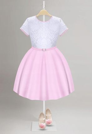 Sukienka BOLERKO WIZYTOWA ELEGANCKA koronka MARYSIA 128 pink RIMKO POLSKA - zdjęcie 3