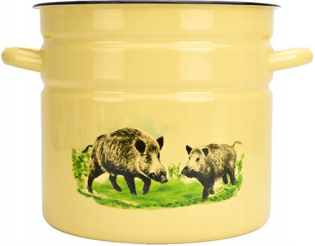 Garnek emaliowany zdobiony Dzik 22 cm 12 l - zdjęcie 5