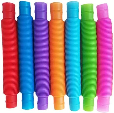 Rurki Pop Tube Sensoryczne Rury Gniotki Antystresowe Zabawka Zestaw 7 sztuk - zdjęcie 4