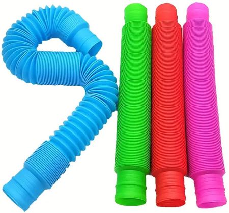 Rurki Pop Tube Sensoryczne Rury Gniotki Antystresowe Zabawka Zestaw 7 sztuk - zdjęcie 2
