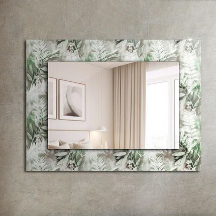 Tulup Lustro Ramka Z Nadrukiem Liście Zielone Wzór 80X60 Cm - zdjęcie 2