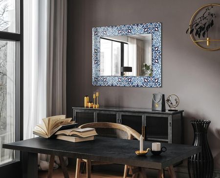 Tulup Lustro Ścienne Dekoracyjne Niebieski Wzór Ornamentowy 80X60 Cm - zdjęcie 2