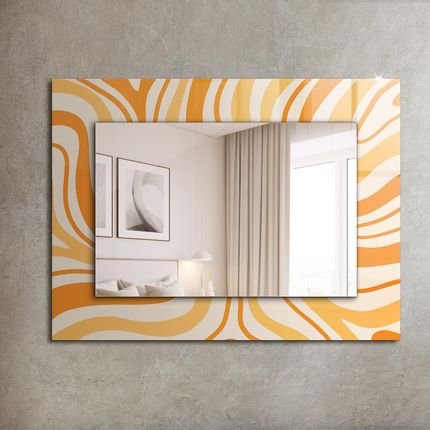 Tulup Lustro Z Drukowaną Ramką Abstrakcyjne Pomarańczowe Wzory 80X60 Cm - zdjęcie 2