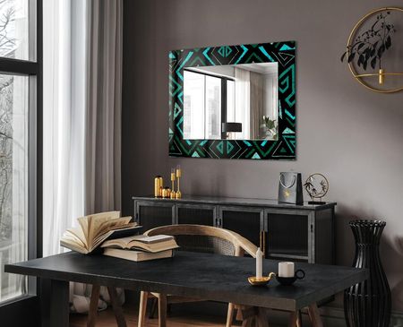 Tulup Lustro Ścienne Dekoracyjne Geometryczny Wzór Turkusowy 80X60 Cm - zdjęcie 2