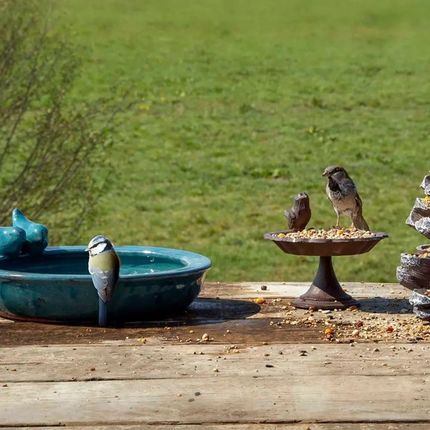 Esschert Design Ceramiczne Poidełko Dla Ptaków Okrągłe Białe - zdjęcie 2