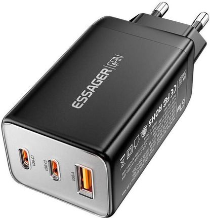 Essager ECT67W-LJB01-Z, GaN, 2xUSB-C, USB-A, 67W Czarna - zdjęcie 2