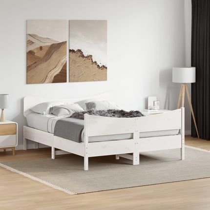 Dkd Home Decor Łóżko Z Litego Drewna Z Zagłówkiem Białe 140X200 Cm Sosna - zdjęcie 2