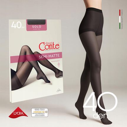 Rajstopy damskie Półmatowe Plus Size Conte Solo 40 Den czarne rozmiar 6 - zdjęcie 3