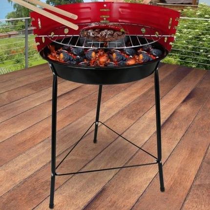 Grill Ogrodowy Turystyczny Przenośny Okrągły Węglowy Klasyczny Kempingowy - zdjęcie 2