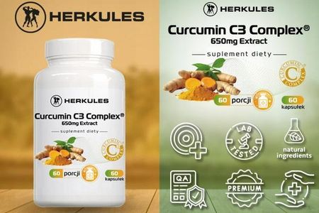 Herkules Curcumin C3 Complex 650Mg Extract 60Kaps - zdjęcie 2
