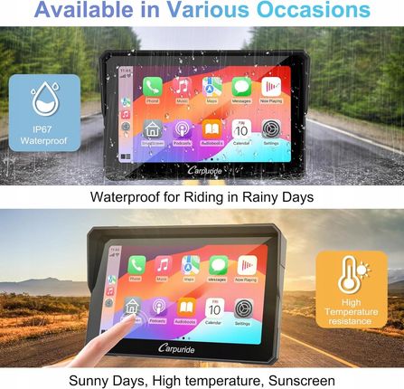 Radio motocyklowe Carpuride W702 dla każdej marki Carplay do motocykla quad - zdjęcie 2