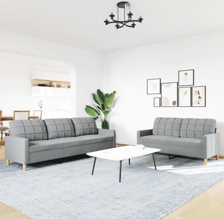 vidaXL 2-cz. komplet wypoczynkowy, jasnoszary, obity tkaniną (3278319) - zdjęcie 2