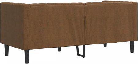 vidaXL Sofa Chesterfield z wałkami, 2-os., brązowa, sztuczny zamsz (372692) - zdjęcie 2