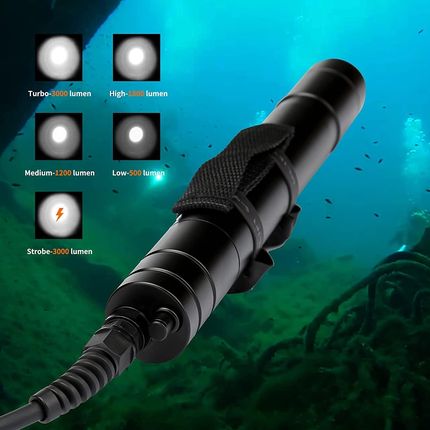 Odepro WD70 lampa do nurkowania, 3000 lumenów latarka wodoszczelna ręczna - zdjęcie 3