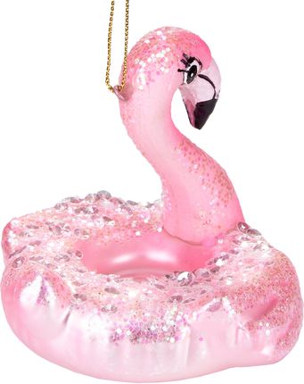 Brubaker Flamingo Floating Ring Pink Ręcznie Malowana Szklana Bombka Choinkowa Figurki Do Dekoracji Choinki Zabawna Zawieszka - zdjęcie 2
