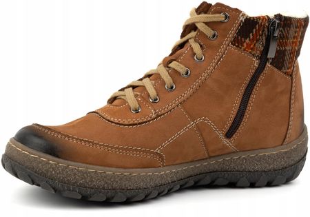 BUTY DAMSKIE TRZEWIKI ZAMSZOWE SKÓRA NATURALNA COMFORT BRĄZOWE 641 39 ARS - zdjęcie 2
