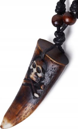 Mersada Naszyjnik etno wisiorek piracki symbol Jolly Roger męski sznurek - zdjęcie 3