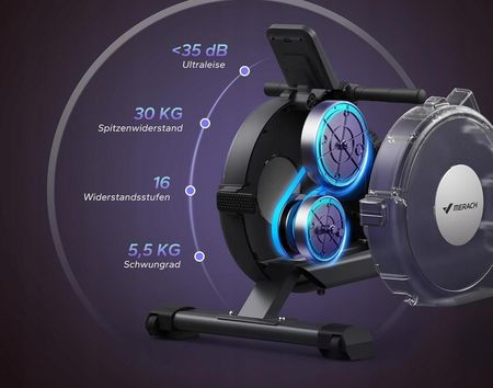 MERACH Wioślarz do 160 kg do domu magnetyczny Bluetooth 16 poziomami oporu - zdjęcie 4