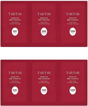 TIRTIR Mask Fit Red Cushion 6 Shade Trial Kit (33C/33N/33W,34C/34N/34W) - zestaw próbek - zdjęcie 2