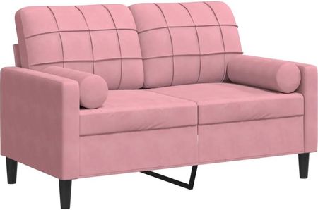 vidaXL 2 osobowa sofa z poduszkami różowa 120 cm aksamit (3278212) - zdjęcie 2