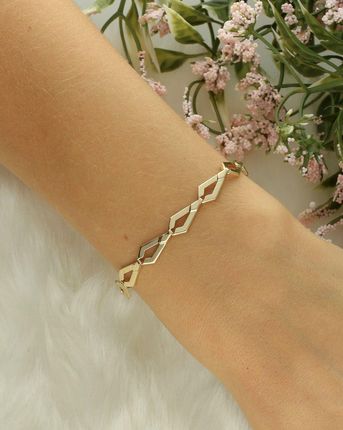 Diament Bransoletka złota w geometrycznym wzorze próba 375 BR 3838 375 - zdjęcie 2