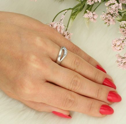 Diament Pierścionek srebrny z cyrkoniami próba 925 AP01-3487 - zdjęcie 2