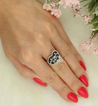 Diament Pierścionek serce SWAROVSKI próba 925 DIA-PRS-7220-925 - zdjęcie 2